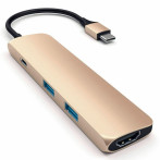Satechi Slim USB-C MultiPort-adapter (HDMI/USB-A/USB-C) Gull