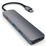 Satechi Slim USB-C MultiPort-adapter (HDMI/USB-A/USB-C) Space Grey