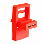 Usbepower Rock 2-i-1 USB-vegglader m/holder (2xUSB-A) Rød