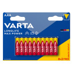 Varta Longlife Max Power AAA LR03 Batteri 1,5V (alkalisk) 10pk