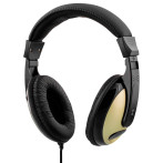 Deltaco Over-Ear-hodetelefoner med volumkontroll - 2,5 m (3,5 mm) svart/gull
