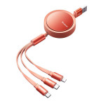 Mcdodo CA-7252 3-i-1 USB-kabel med oppruller - 1,2 m (Lightning/MicroUSB/USB-C) oransje
