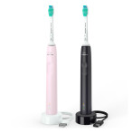 Philips Sonicare 3100 HX3675/15 Elektrisk tannbørste (svart/rosa) 2pk