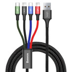 Baseus 3,5A fast 4-i-1 USB-A multikabel - 1,2 m (2xUSB-C/2xMicroUSB)