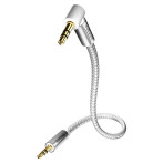 In-Akustik Premium MP3 Minijack-kabel m/90 graders vinkel - 0,75 m (3,5 mm hann/hann) flettet
