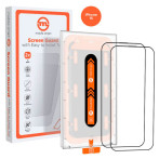 Mobile Origin Orange Skjermbeskyttelse til iPhone 15 m/ramme + applikator (9H) 2pk