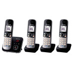 Panasonic KX-TG6824GB fasttelefon m/dokk (1,8tm) 4pk - Svart