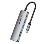Toocki 6-i-1 USB-C-dokkingstasjon (USB-C/HDMI/SD/USB 3.0)