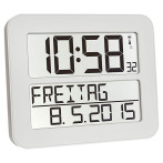TFA tidslinje Maks digital bordklokke m/dato radiostyrt (dobbel alarm)
