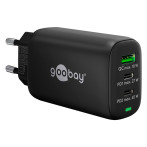 Goobay Fast Charger Multiport 65W PD USB-C-lader (2xUSB-C/1xUSB-A) Svart