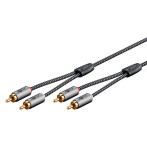 Goobay Stereo Phono-kabel - 0,5 m (2xRCA hann/2xRCA hann) haiskinn grå