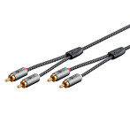 Goobay Stereo Phono-kabel - 5m (2xRCA hann/2xRCA hann) haiskinn grå
