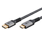 Goobay DisplayPort 1.2 til HDMI 2.0-kabel - 1 m (hann/hann) Sharkskin Grey