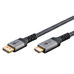 Goobay DisplayPort 1.2 til HDMI 2.0-kabel - 5 m (hann/hann) Sharkskin Grey