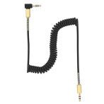 Tellur vinklet minijack-kabel m/spiral - 1,5 m (3,5 mm hann/han) svart