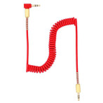 Tellur vinklet minijack-kabel m/spiral - 1,5 m (3,5 mm hann/han) rød