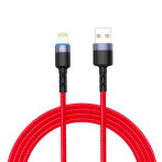 Tellur Nylon Lightning-kabel m/LED - 1,2 m (USB-A/Lightning) Rød