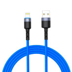 Tellur Nylon Lightning-kabel m/LED - 1,2 m (USB-A/Lightning) Blå