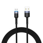 Tellur Nylon MicroUSB-kabel m/LED - 1,2 m (USB-A/MicroUSB) Svart