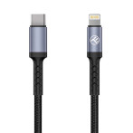 Tellur Nylon Lightning Kabel - 2m (USB-C/Lightning) Svart