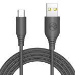 Tellur Silikon USB-C-kabel - 1m (USB-A/USB-C) Svart