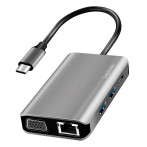 Logilink 5-i-1 100W PD USB-C-dokkingstasjon (HDMI/VGA/RJ45/USB-C)