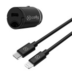 Celly 20W PD Mini USB-billader m/Lightning-kabel (USB-C)