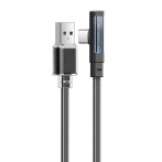 Mcdodo CA-3423 USB-C LED-spillekabel m/vinkel - 1,8 m (USB-C/USB-A) Svart
