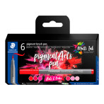 Staedtler Pigment Arts Brush Pen (6 farger) Røde og rosa