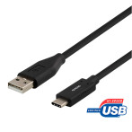 USB-C Kabel 1m 2A (USB-C/USB-A) Svart - Deltaco