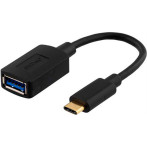 USB-C Adapter (USB-C Han/USB-A Hun) 10cm - Svart