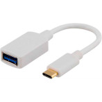 USB-C Adapter (USB-C Han/USB-A Hun) 10cm - Hvit