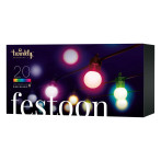 Twinkly Festoon Smart LED RGB WiFi Bluetooth lyskjede 10m (20x G45-pærer)