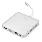 Digitus USB-C dokkingstasjon (HDMI/Mini DP/VGA/USB-C/USB-A/AUX/RJ45/kortleser)
