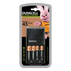Duracell høyhastighets batterilader + AA/AAA oppladbare batterier (1300/750mAh)