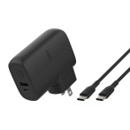 Belkin Boost Charge Hybrid dobbel lader med reiseadaptersett + USB-C-kabel (USB-A/USB-C)