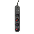 Gembird TSL-PS-S4U-01 Smart Socket 4 uttak - 1,5 m (USB-A/USB-C) Svart