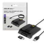 Qoltec SCR-0634 intelligent smartkortleser m/USB-adapter (USB-A/USB-C)