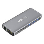 MOKiN MOUC1801-J 10-i-1 USB-C-dokkingstasjon (3xUSB-A/USB-C/HDMI/3,5 mm/VGA/2xRJ45/kortleser)