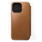 Nomad Modern Folio Flipcover for iPhone 15 Pro max (3 rom) Engelsk Tan Leather