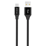 GreyLime MicroUSB-kabel - 1m (USB-A/MicroUSB) flettet svart
