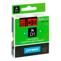 Dymo D1 tape 9mm - Svart på Rød tape - 7m (Original)
