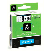 Dymo D1 tape 12mm - Svart på Hvit tape - 7m (Original)