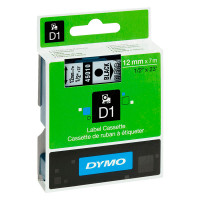 Dymo D1 tape 12mm - Svart på Gjennomsiktig - 7m (Original)