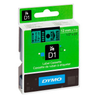 Dymo D1 tape 12mm - Svart på Grøn tape - 7m (Original)
