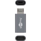 USB-C hun til Micro USB han Adapter (Kompakt) Grå - Goobay