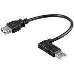 USB Venstre Vnkel Adapter 0,3m (USB-A Hun/Han) Svart