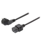 IEC adapter kabel 2m (Schuko han til C19 hun) Svart