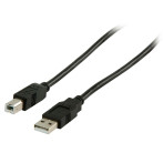 USB kabel (A han/B han) - 2m (Svart)