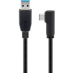 USB-C Kabel m/vinkel 0,5m (USB-C/USB-A 3.0) Svart - Goobay
